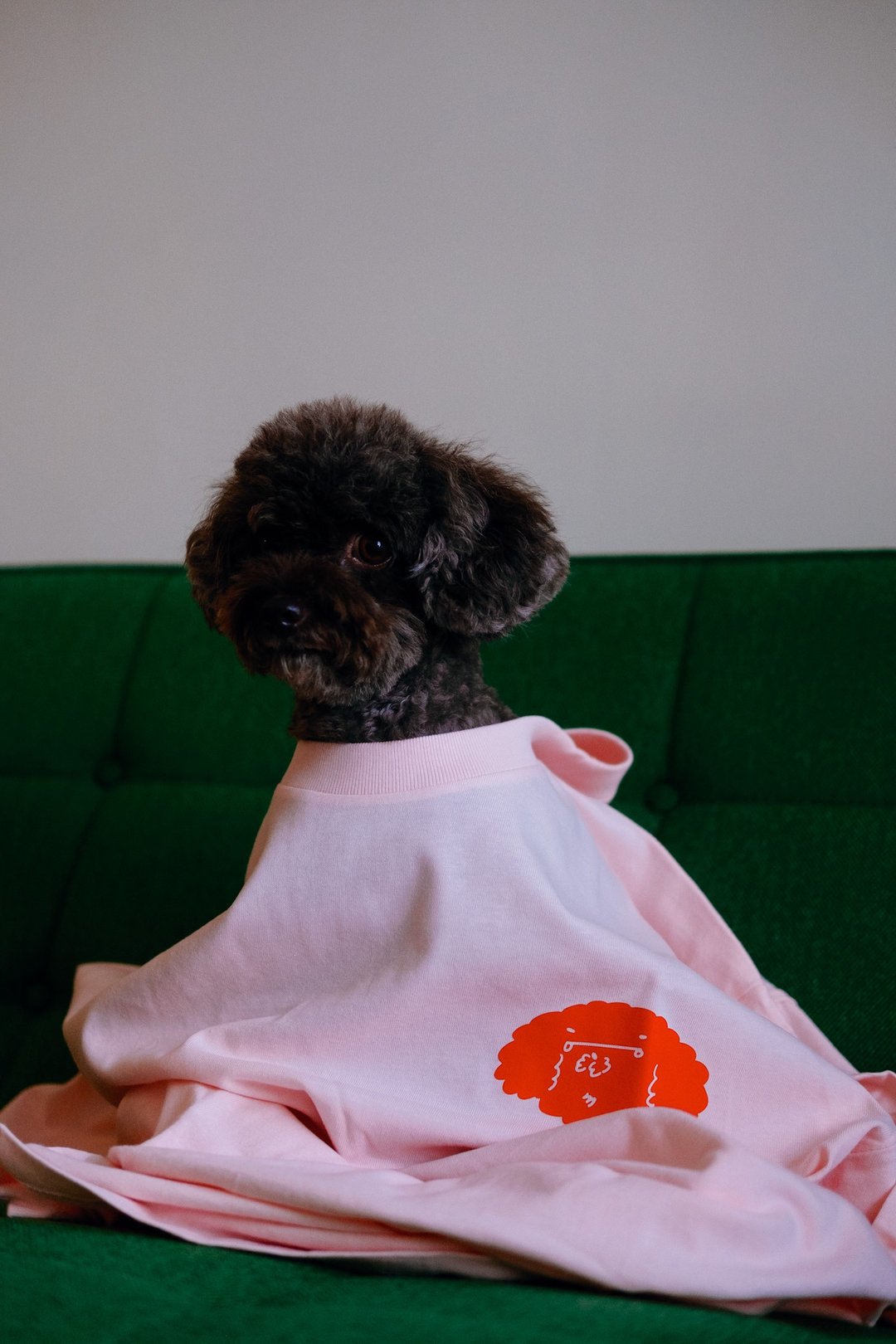 Small Head Dog/ 低调小狗头 Tee Pink - 中性连帽卫衣/T 恤 - 棉 粉红色