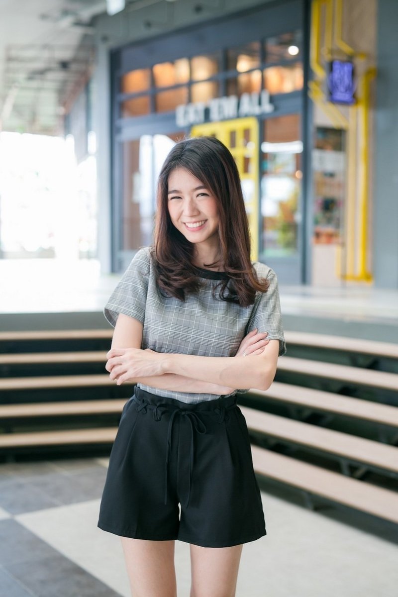 Houndstooth top - 女装上衣 - 其他材质 黑色