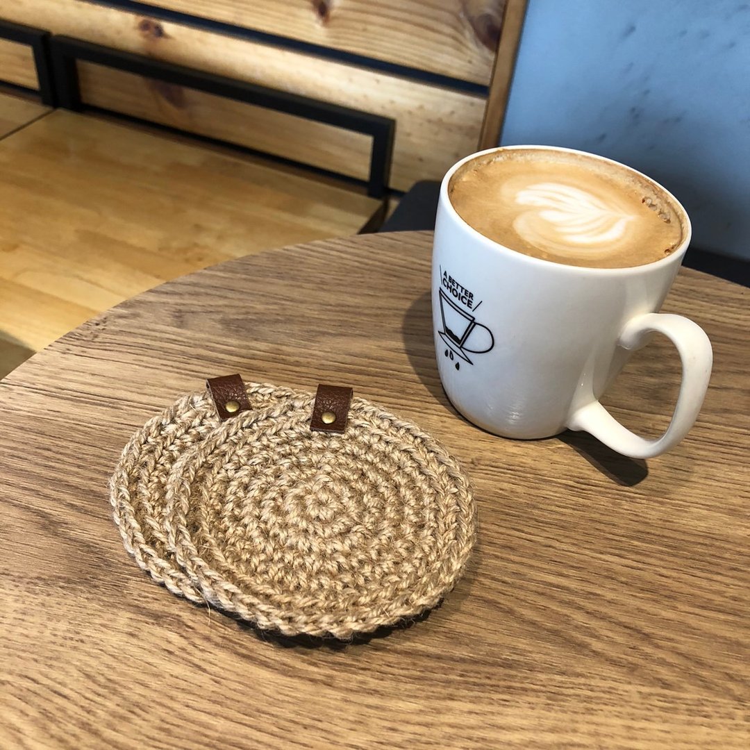 鈎织工艺。文青风万用杯垫 (2入1组) - 其他 - 棉 卡其色