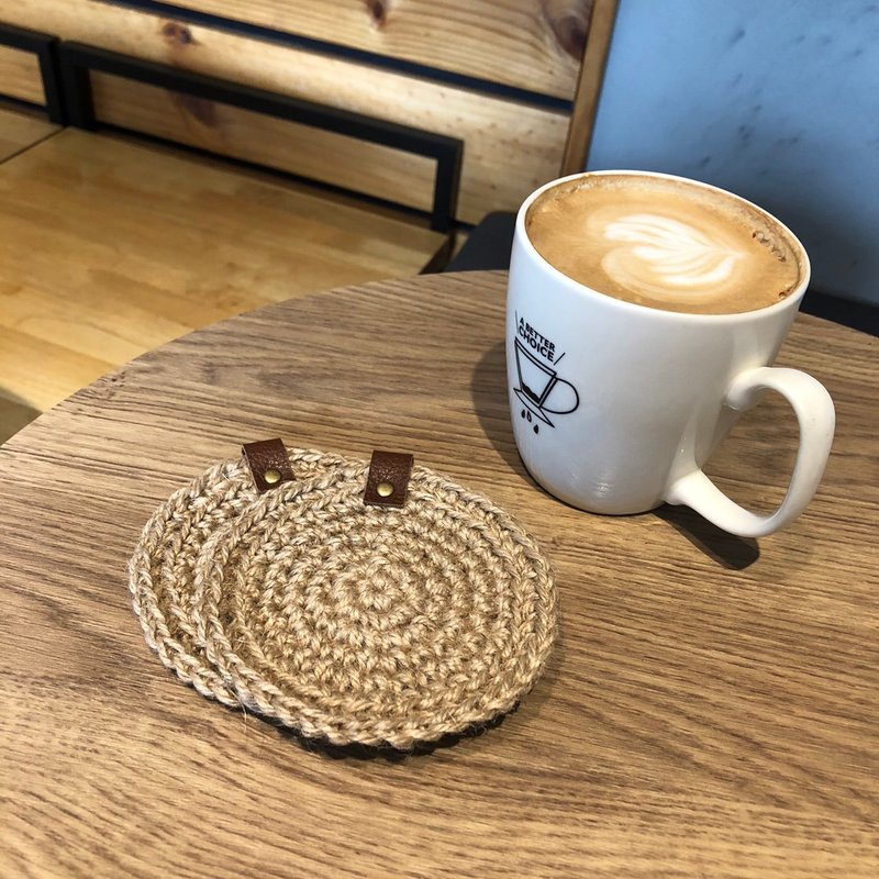 鈎织工艺。文青风万用杯垫 (2入1组) - 其他 - 棉．麻 卡其色