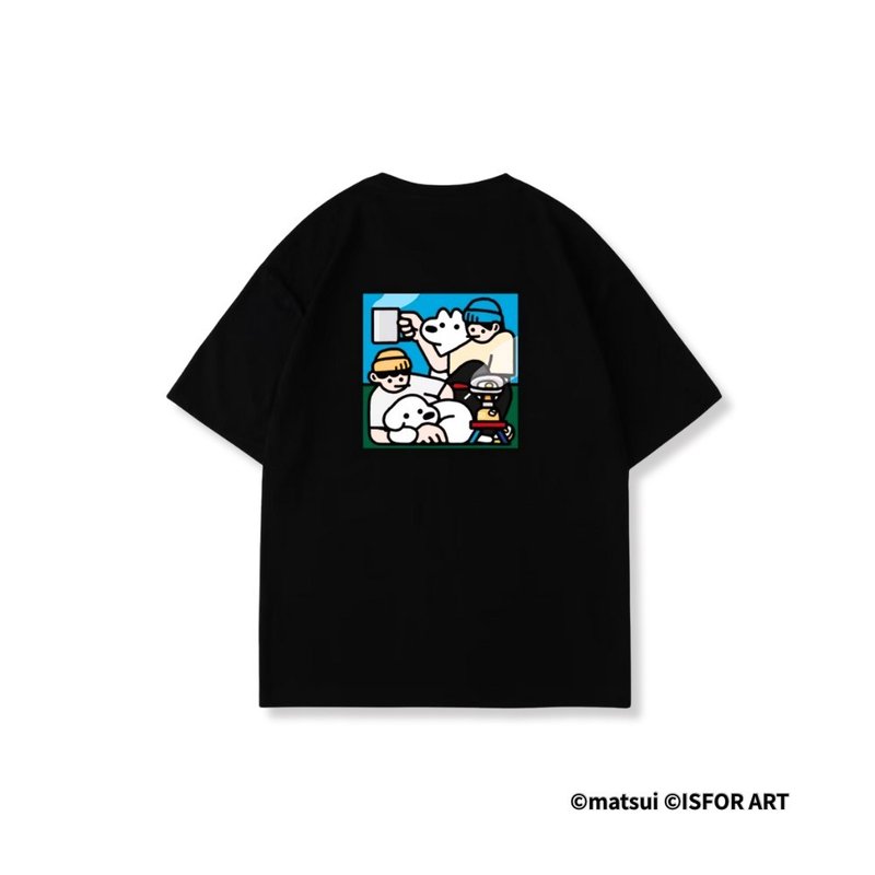 matusi DOGS 台湾限定T恤 - 露营款 (黑色) - 男装上衣/T 恤 - 棉．麻 黑色
