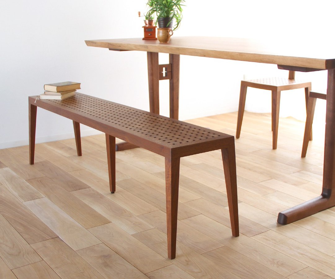 旭川家具 家具工房 木魂 格子长椅 - 椅子/沙发 - 木头 