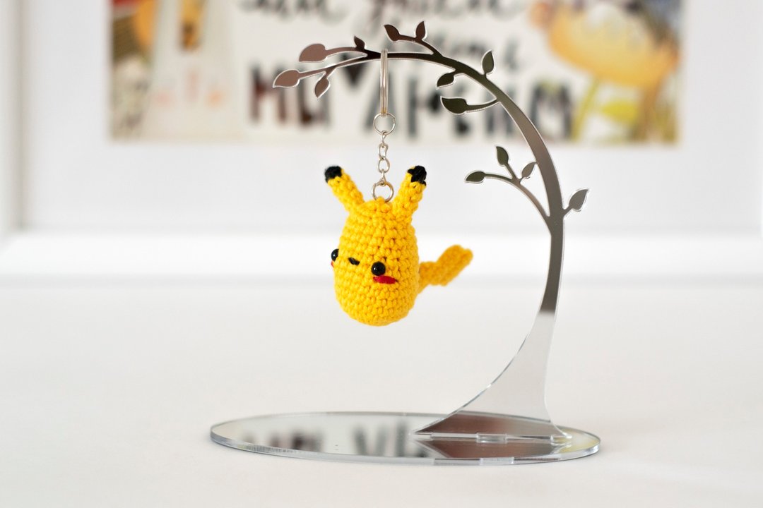Keychain Pokemon Pikachu, pokemon amigurumi, keyring crochet charm, 针织玩具 吊飾 包包掛飾 - 钥匙链/钥匙包 - 棉 黄色