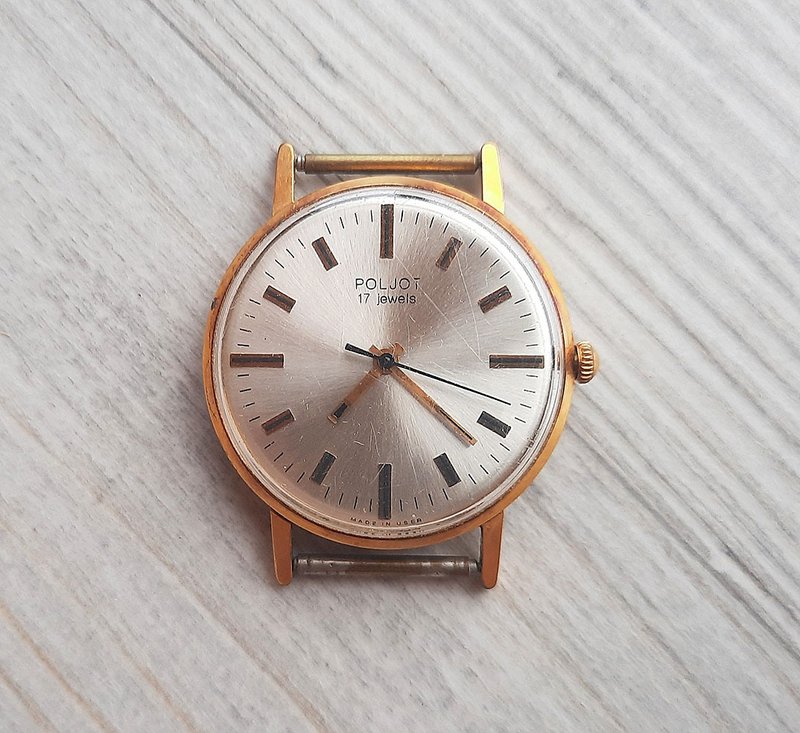 POLJOT 17 jewels mens watch Au 20 gold plated - Soviet wind up wristwatch USSR - 男表/中性表 - 不锈钢 金色