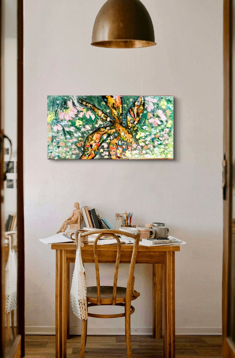 彩色蜻蜓抽象画，混合媒材自然艺术品与马赛克， - 墙贴/壁贴 - 其他材质 多色