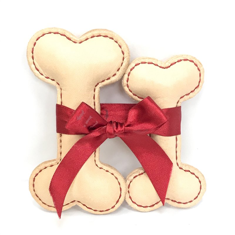 宠物玩具│真皮狗骨头造型│耐咬自然无毒 - 玩具 - 真皮 咖啡色