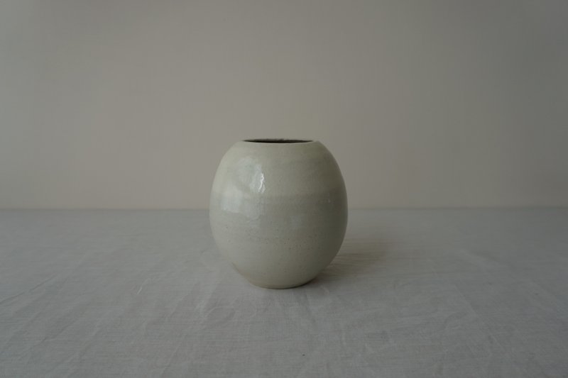 粉引圆谷花器 - 花瓶/陶器 - 陶 白色