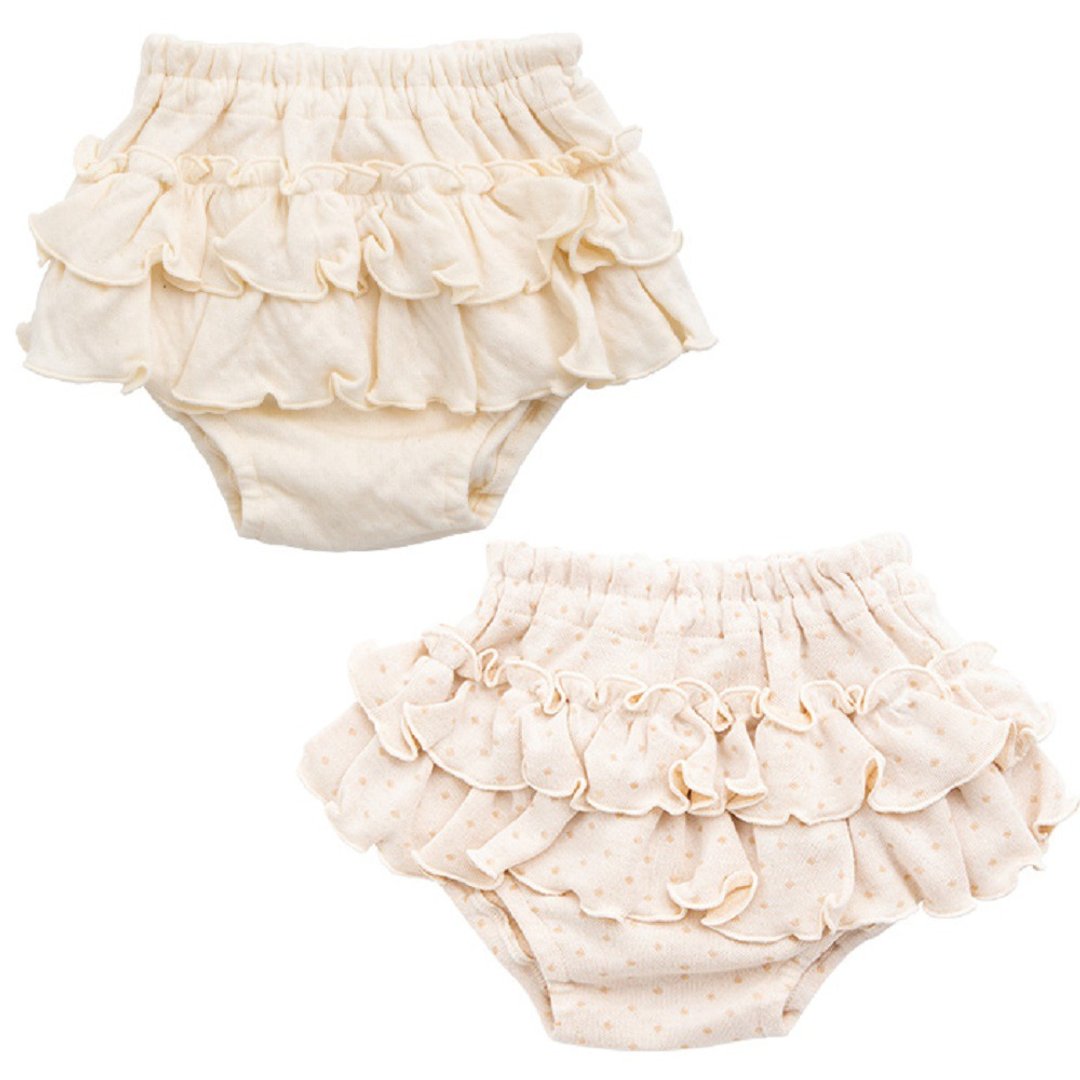 Y-1310 100% Organic Cotton Frills and Ribbon Bloomers Made in Japan - 童装裤 - 棉 白色