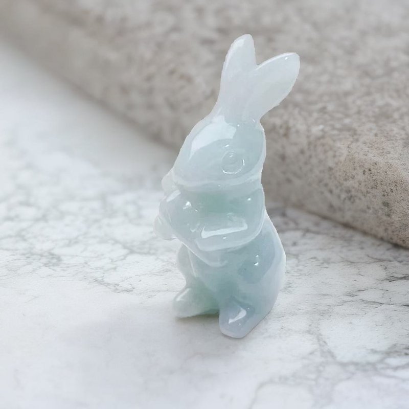 【钱兔似锦】冰糯绿翡翠兔子摆饰 | 天然缅甸翡翠A货 | 送礼 - 吊饰 - 玉石 绿色