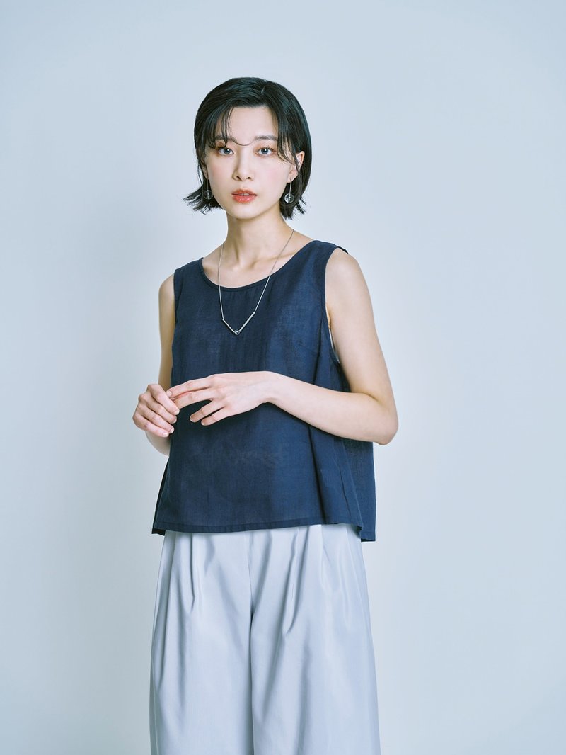 煮物无袖上衣-夜交藤 - 女装背心 - 棉．麻 蓝色