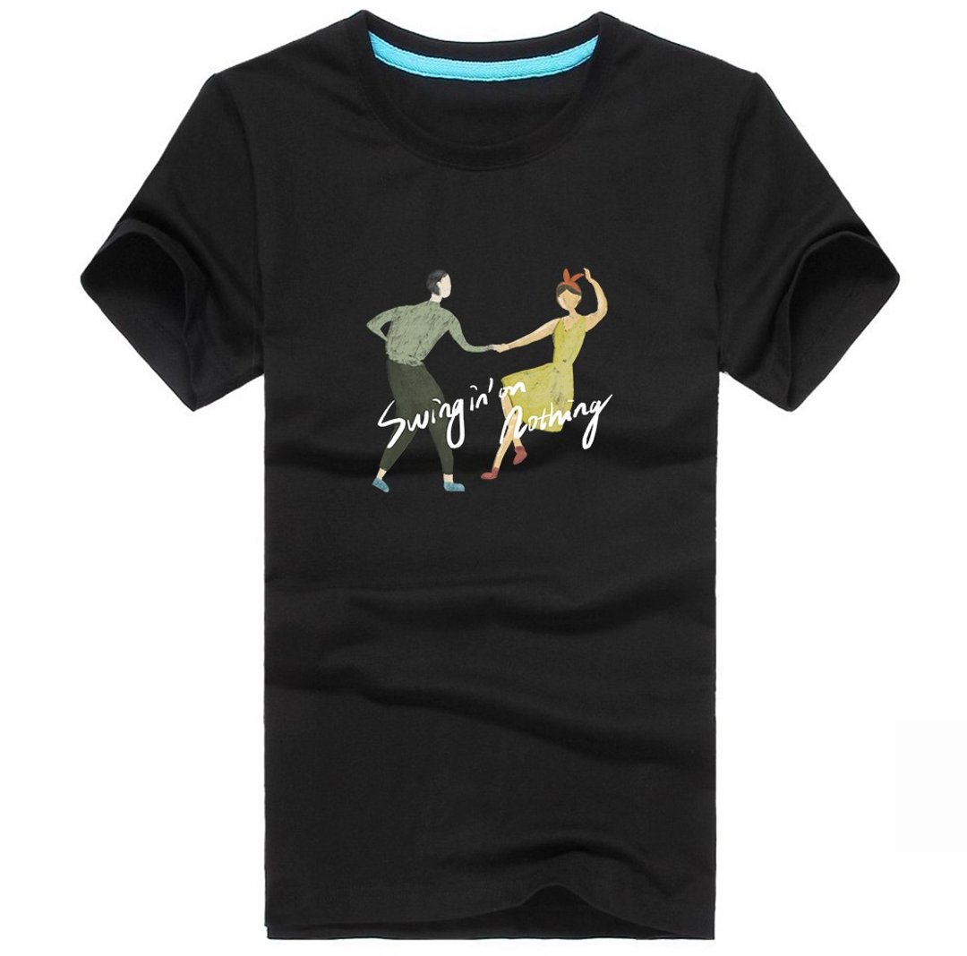 Birdddland原創手繪SwingOut 搖擺舞 黑色精梳棉Tshirt 男女通用 - 中性连帽卫衣/T 恤 - 棉．麻 黑色