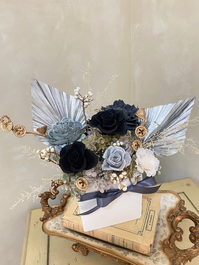 【关于花艺 │方形盆花】 永生/干燥盆花 定制花礼面交 - 干燥花/捧花 - 植物．花 黑色