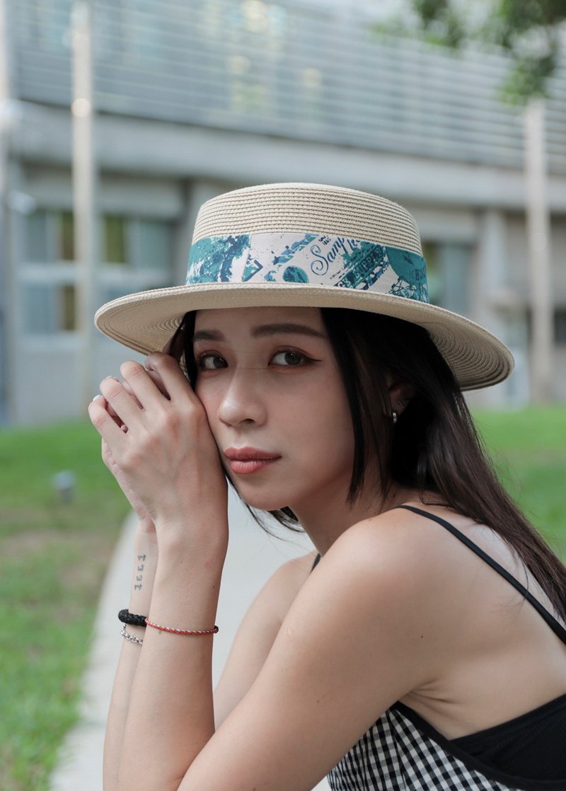 Unni柔美飘逸草帽-编织帽 帽子 登山帽 草帽 防晒 straw hat 礼帽 - 帽子 - 植物．花 黑色