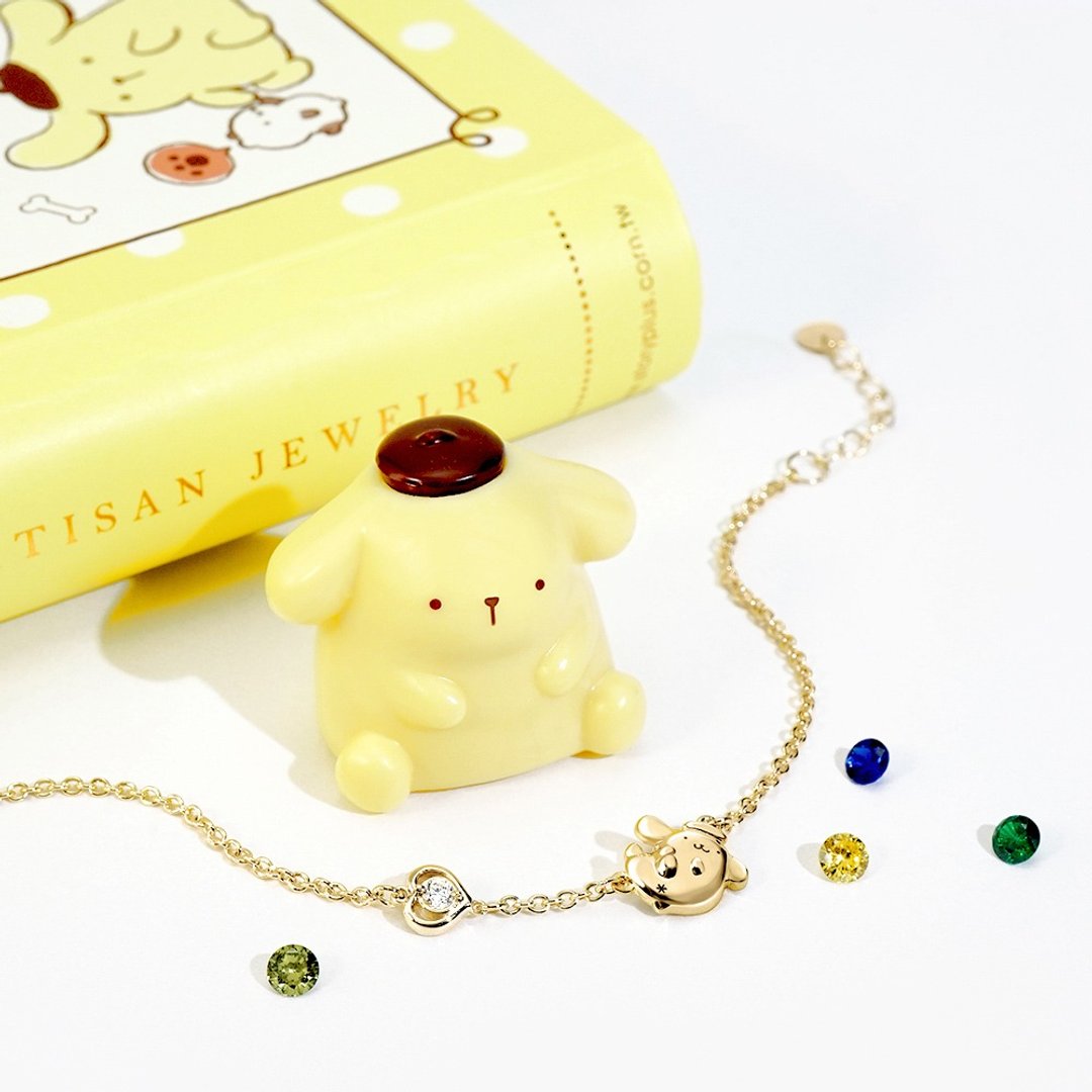 【定制化礼物】PomPomPurin 系列 - 布丁狗小心愿诞生石纯银手链 - 手链/手环 - 纯银 银色