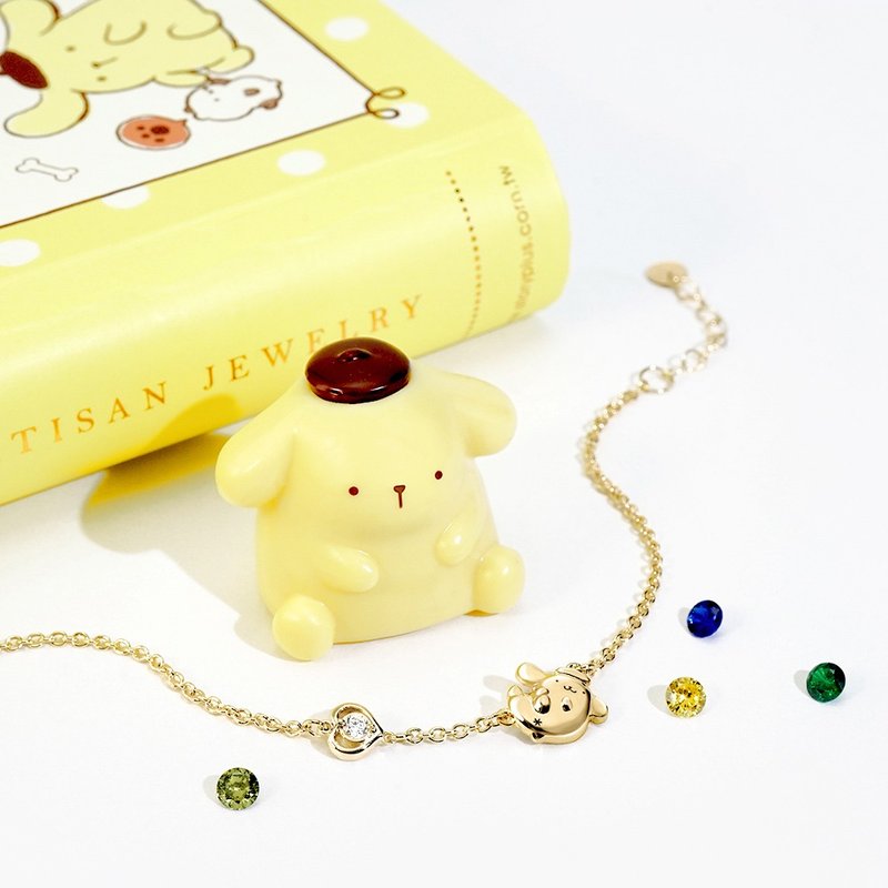 【定制化礼物】PomPomPurin 系列-布丁狗小心愿诞生石纯银手链 - 手链/手环 - 纯银 银色