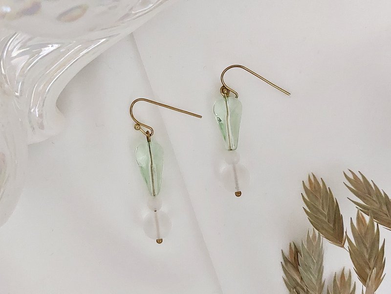 地仙 L'IMMORTEL chill系列 #13 垂坠耳饰 可改夹 - 耳环/耳夹 - 琉璃 绿色