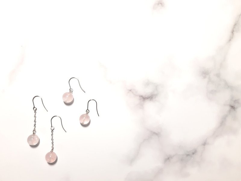 粉水晶 / 水晶系列耳环 / 可改耳夹 - 耳环/耳夹 - 水晶 粉红色
