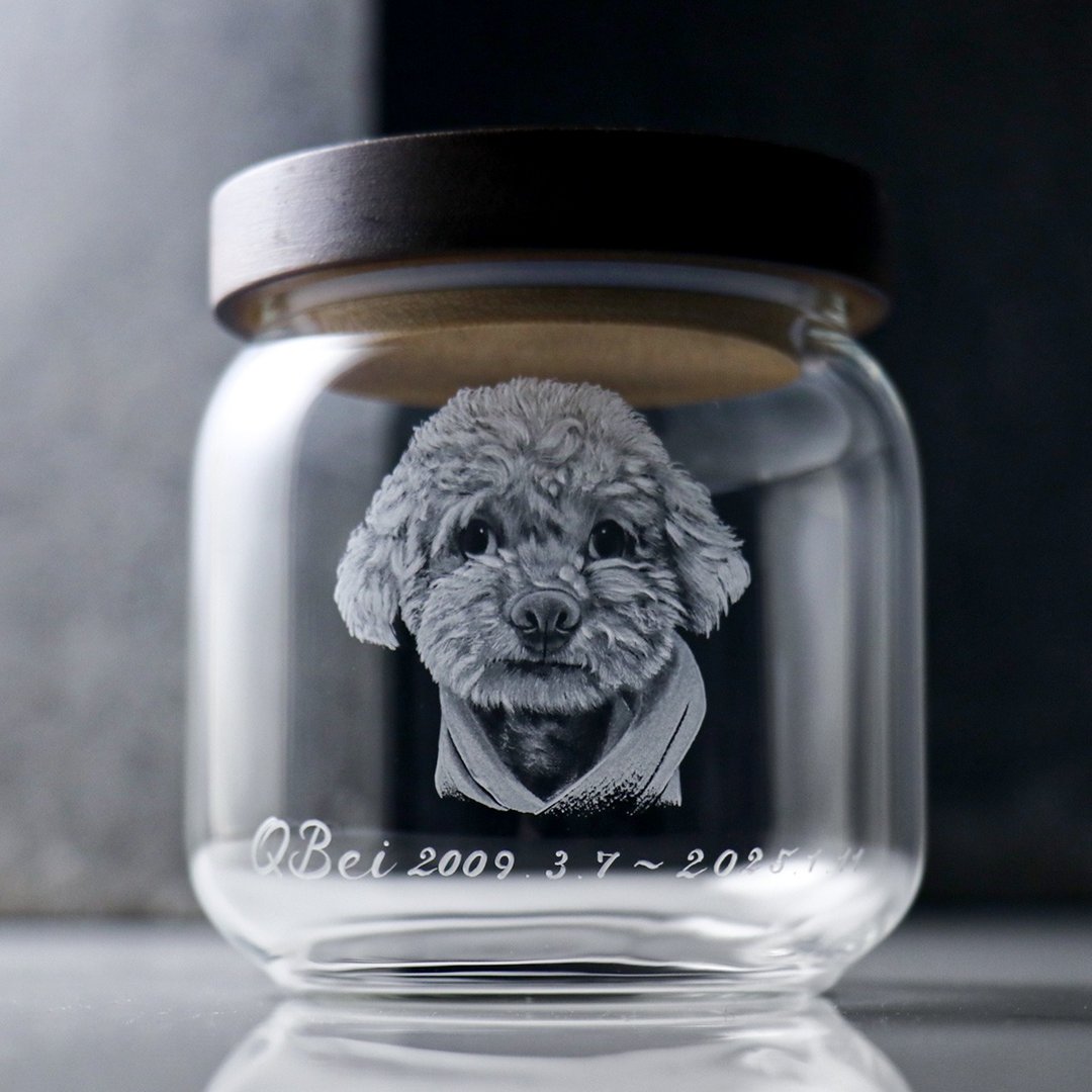 10cm【狗狗骨灰罐】红贵宾 定制宠物画像 天堂的家 - 订制抱枕/饰品 - 玻璃 灰色