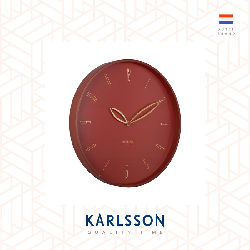 荷兰Karlsson, Wall clock 40cm Petals red ochre花瓣挂钟红赭色 - 时钟/闹钟 - 其他金属 红色
