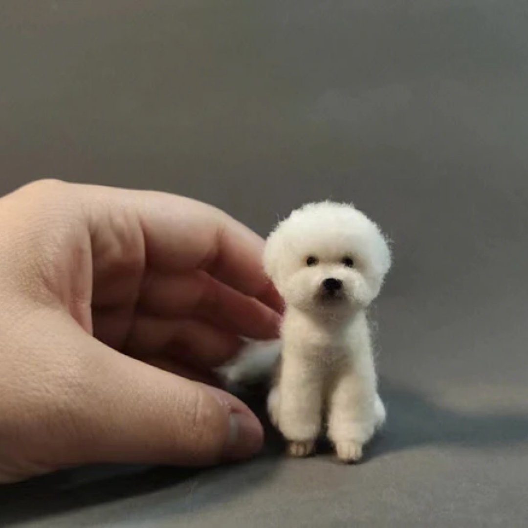 定制 逼真犬 毛孩 宠物 比熊犬 羊毛毡 娃娃 似颜绘 纪念 狗狗 c7 - 玩具 - 羊毛 多色