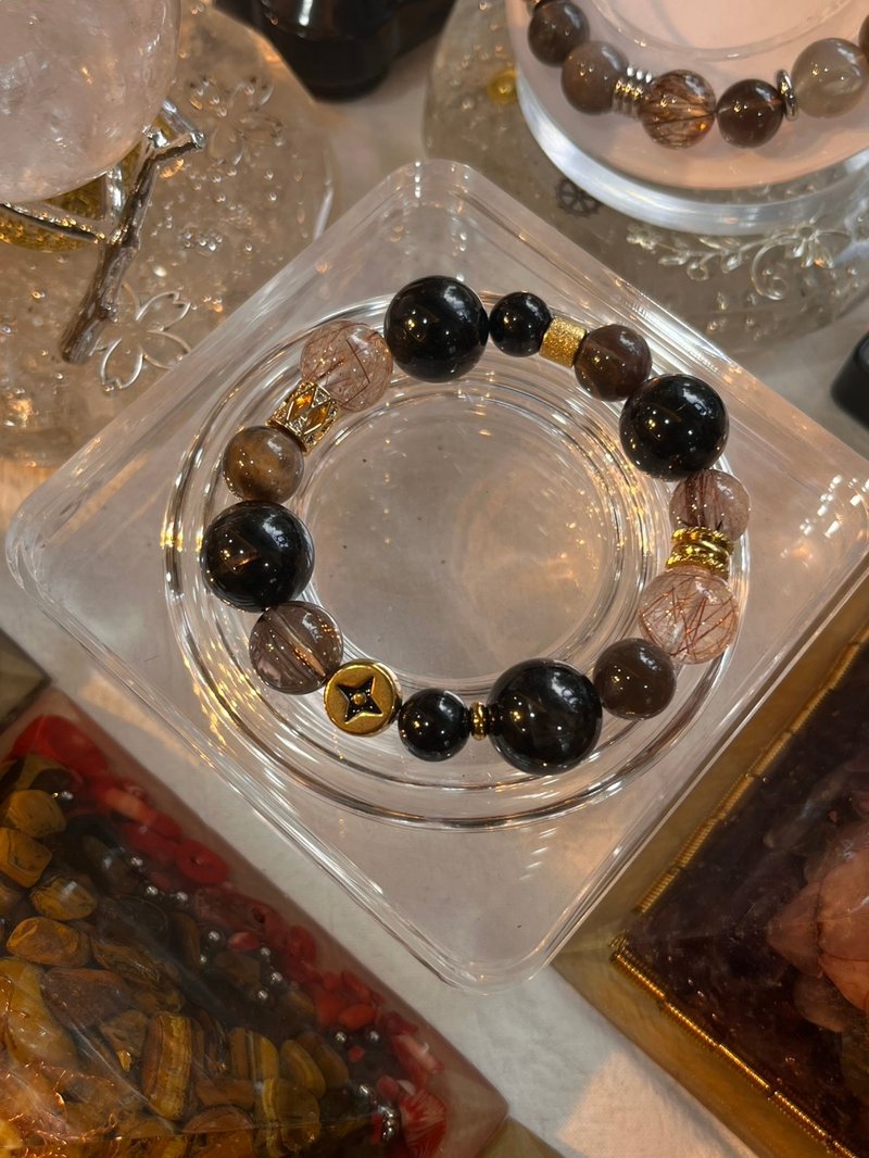 定制化水晶矿石手链  黑金运能量水晶手链  稳住自己 财富自然靠 - 手链/手环 - 水晶 