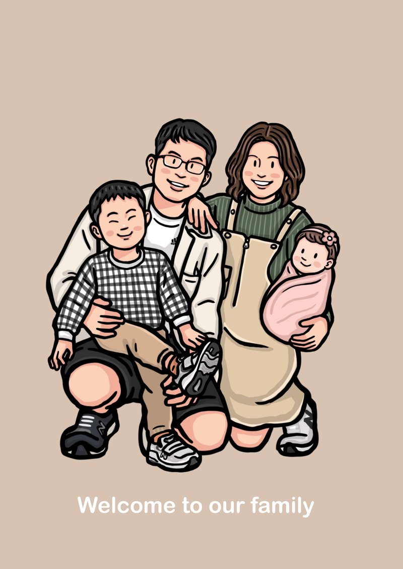 似颜绘单人电子档可爱插画人像画像定制化 下单前请先联系设计师 - 卡片/明信片 - 其他材质 