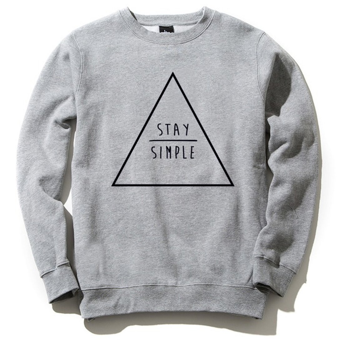 STAY SIMPLE Triangle【现货】大学T 刷毛 灰色  保持简单 三角形 几何 设计 自创 品牌 时髦 圆 文青 Hipster - 男装上衣/T 恤 - 棉 灰色