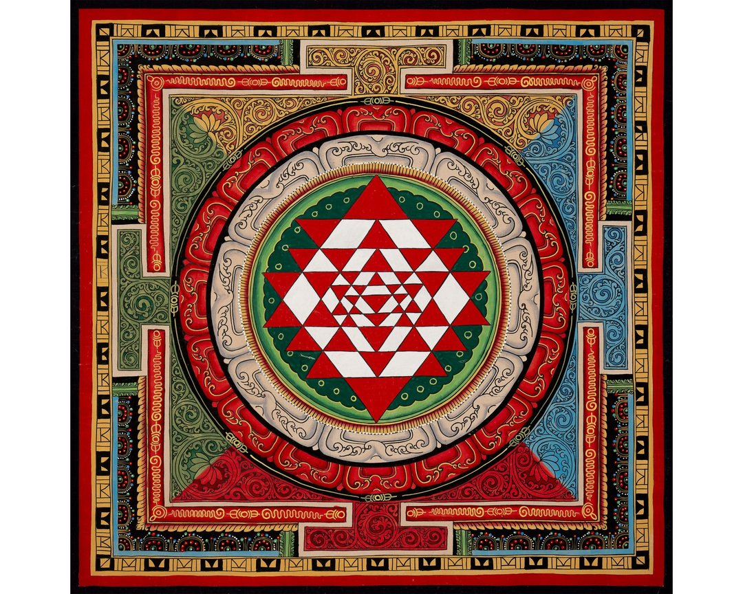 Shree Yantra 曼陀罗唐卡——丰盛与力量的神圣图示 - 墙贴/壁贴 - 其他材质 多色
