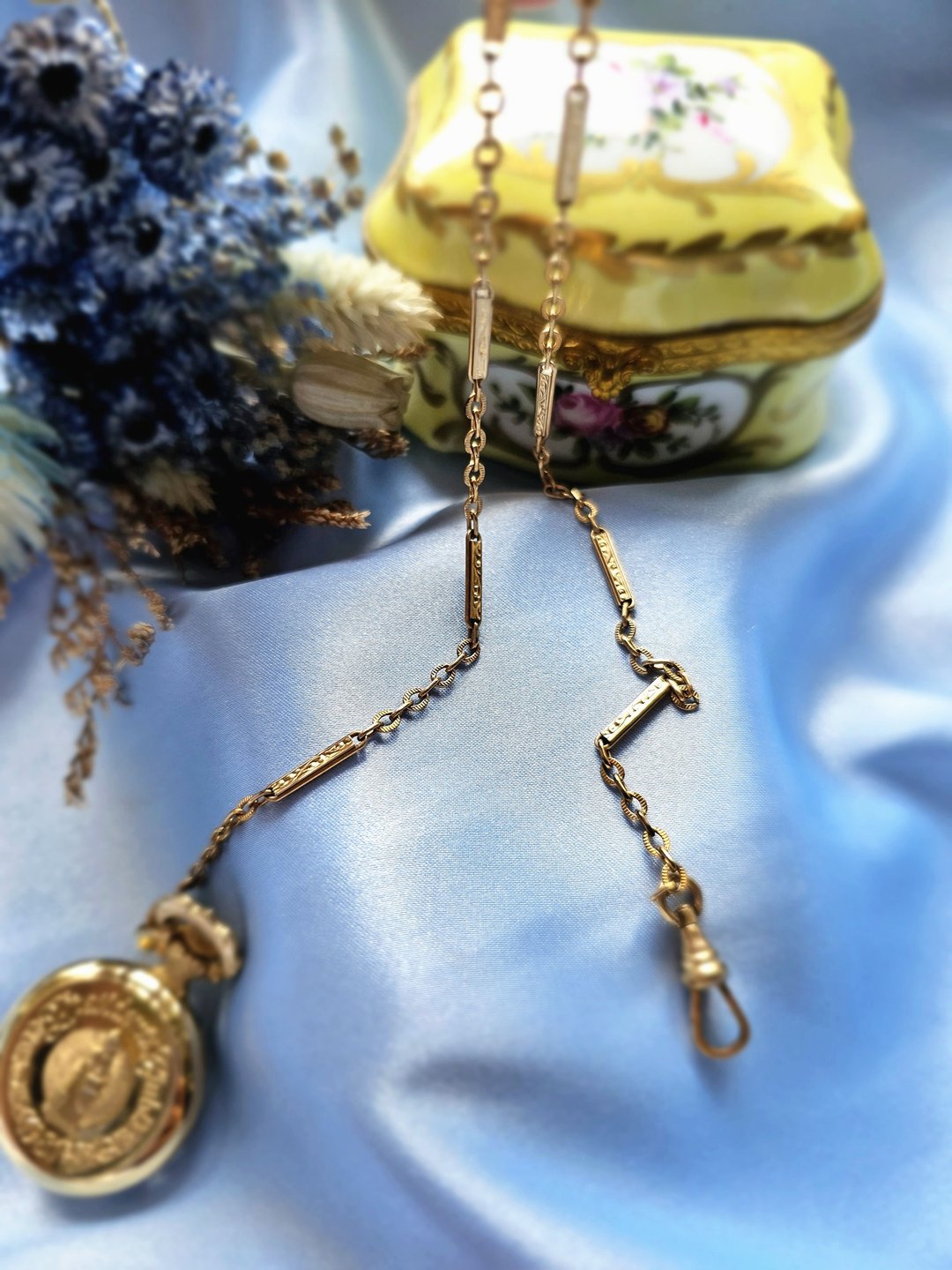 包金雕纹直杆怀表链/Pocket Watch Chain复古vintage西洋古董饰品 - 其他 - 其他金属 