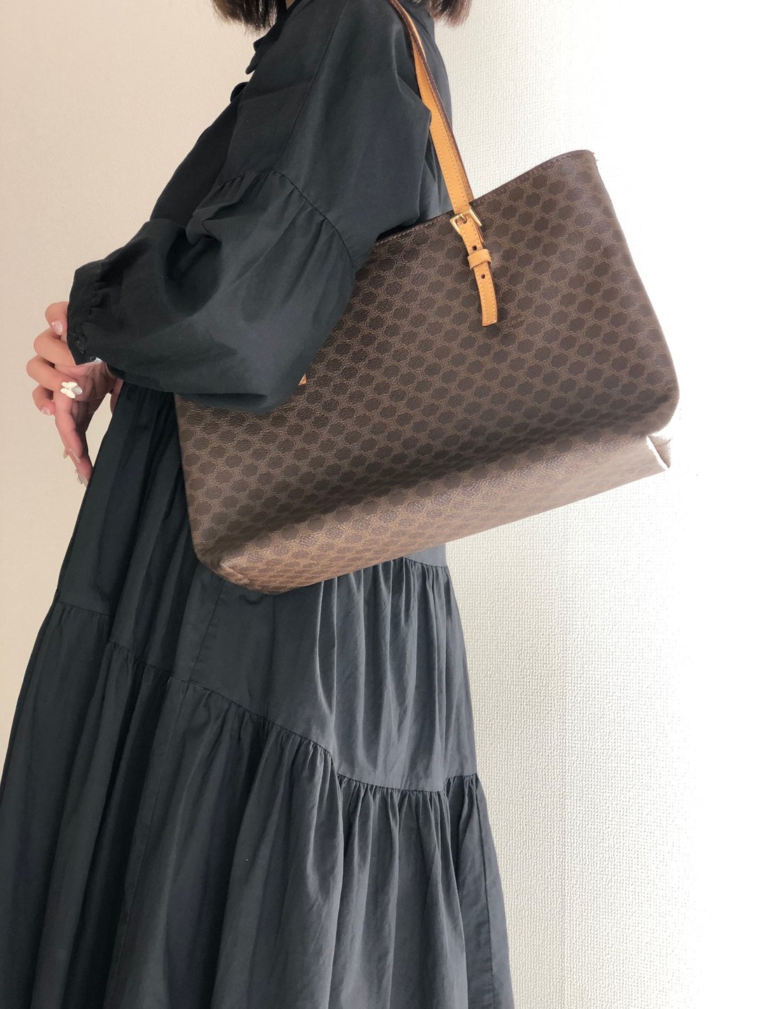 [Japan direct delivery name plate used package] CELINE Celine Macadam A4 tote bag Brown vintage vintage old Celine rthxjm - 手提包/手提袋 - 真皮 咖啡色