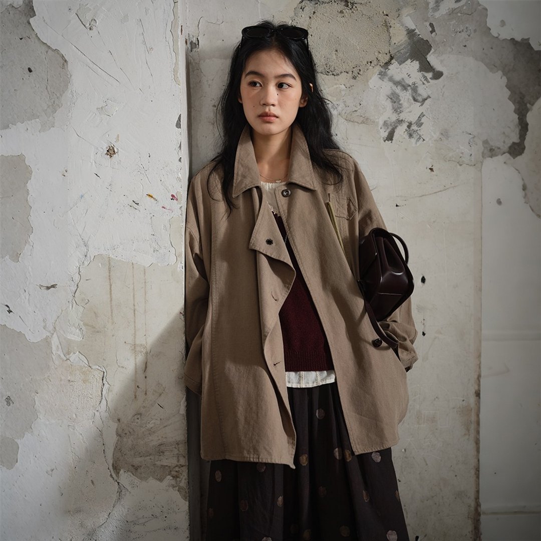 宽松系带短外套 | 外套 | 两色 | 秋款|Sora-2201 - 女装休闲/机能外套 - 棉．麻 多色
