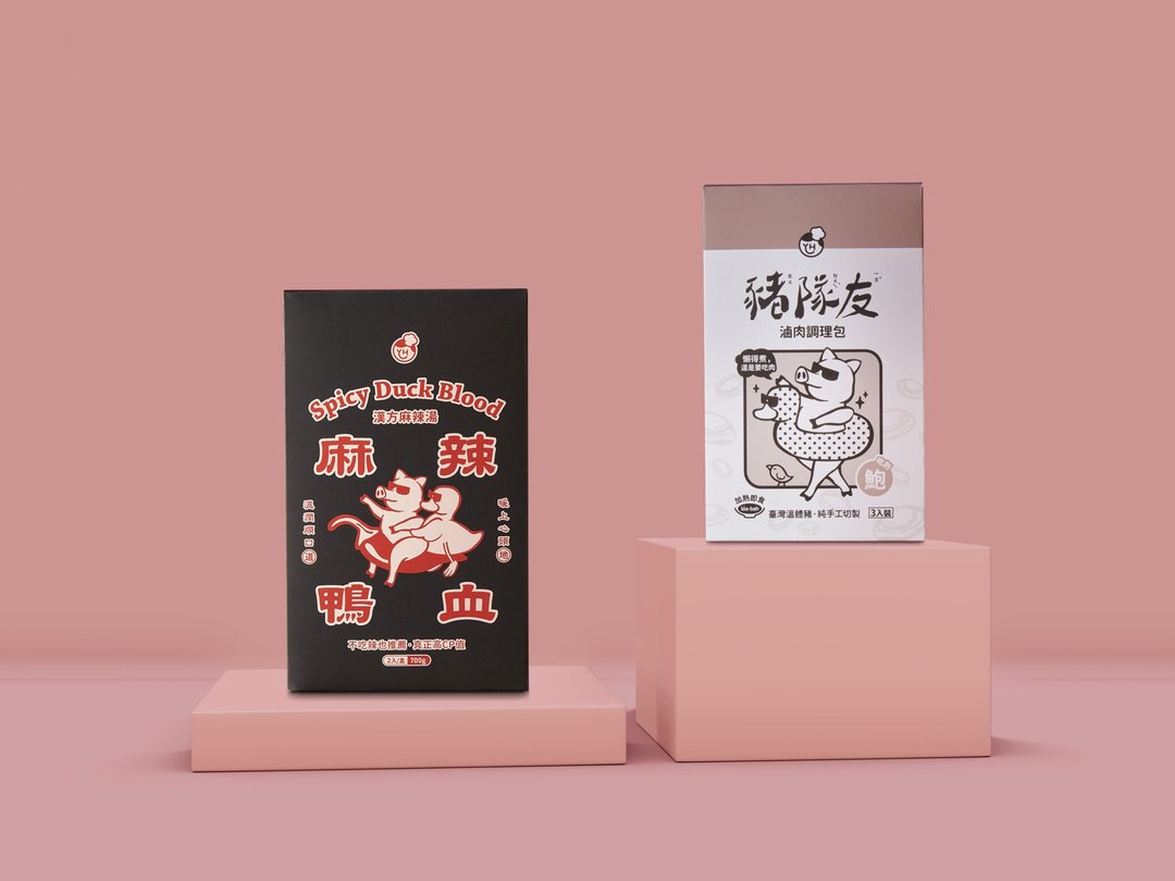 过来鲍鲍我鸭│【吃到鲍】猪队友卤肉+麻辣鸭血│共6盒 伴手礼 - 料理包 - 其他材质 卡其色