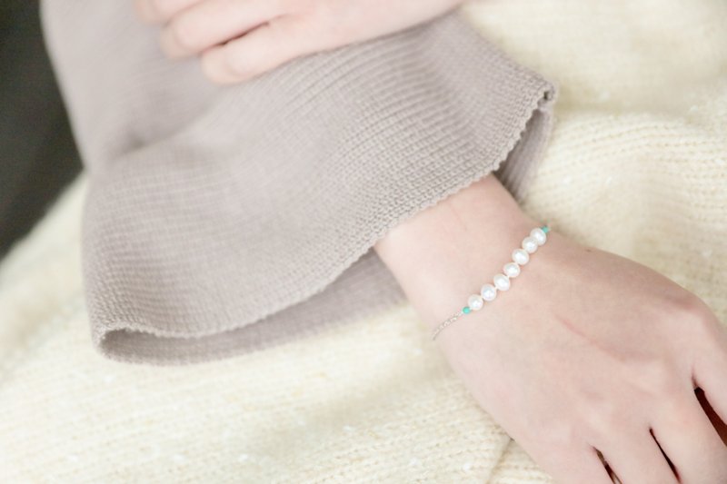 5-5.5mm珍珠小松石手链 - 手链/手环 - 珍珠 白色