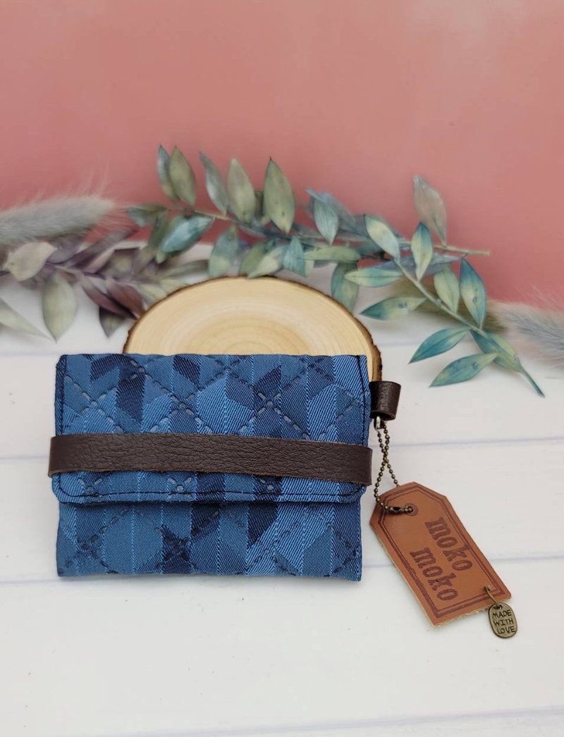 多功能卡套夹 - 证件套/卡套 - 棉．麻 蓝色