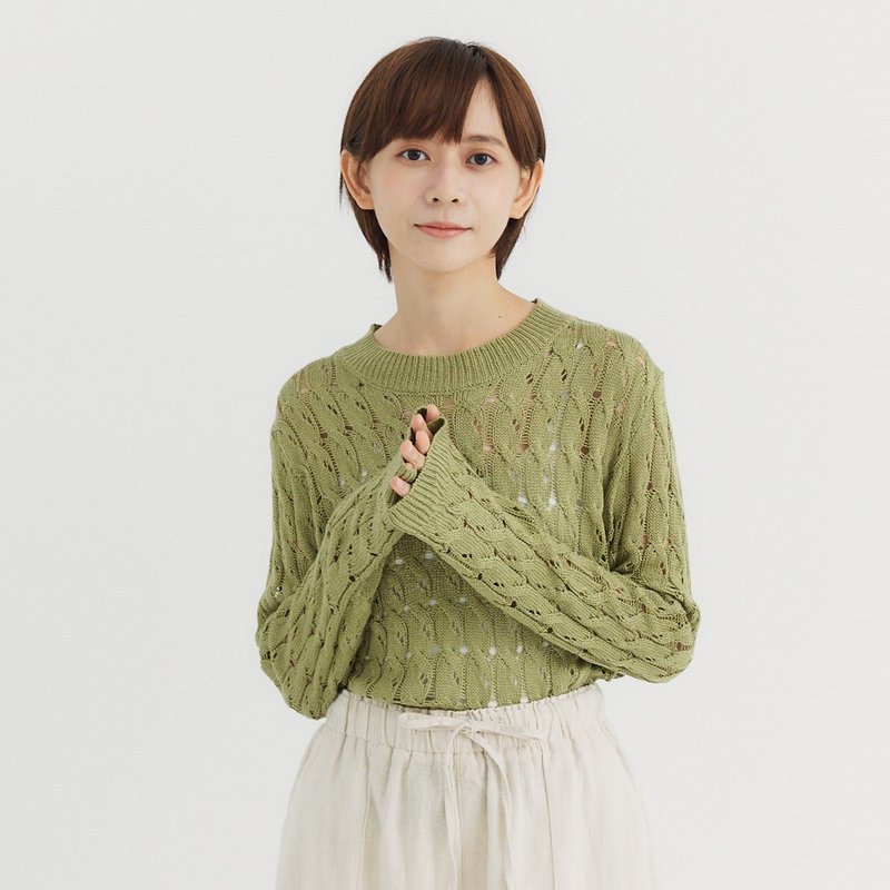 【Simply Yours】篓空针织毛衣 绿F - 女装针织衫/毛衣 - 棉．麻 绿色