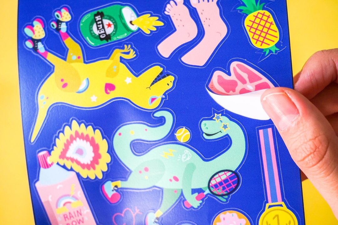 DINO STICKER PAD - 贴纸 - 纸 蓝色