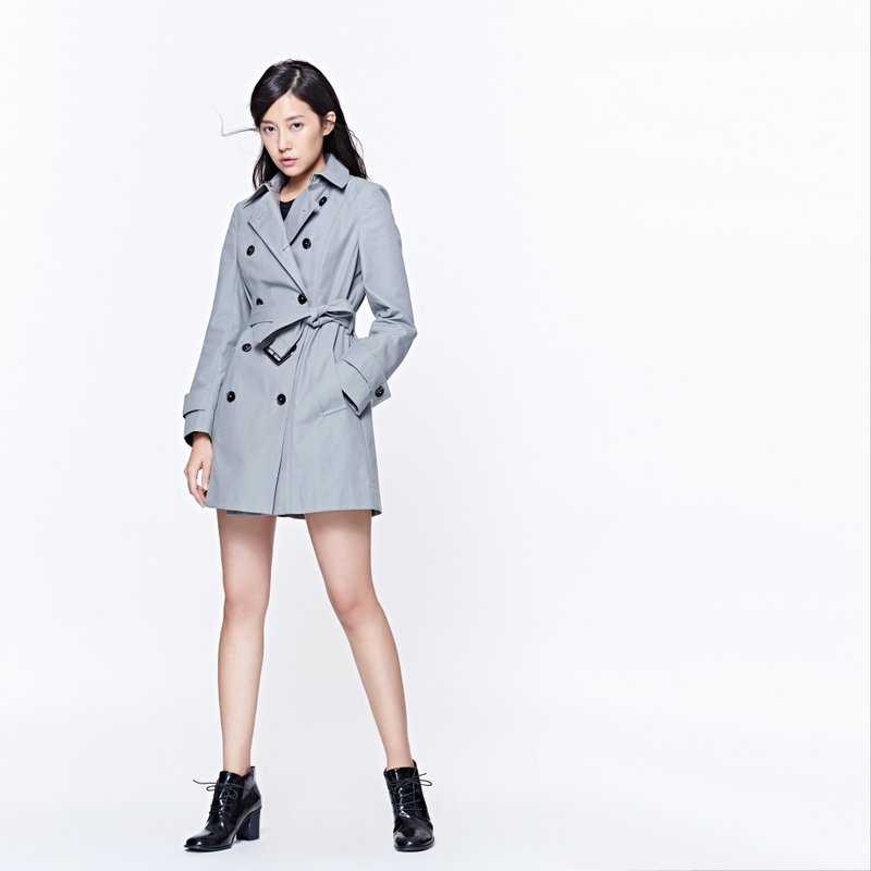 【换季出清】大人感洒脱浪漫 硬挺纯棉防泼水风衣 灰 - 女装西装外套/风衣 - 棉．麻 灰色