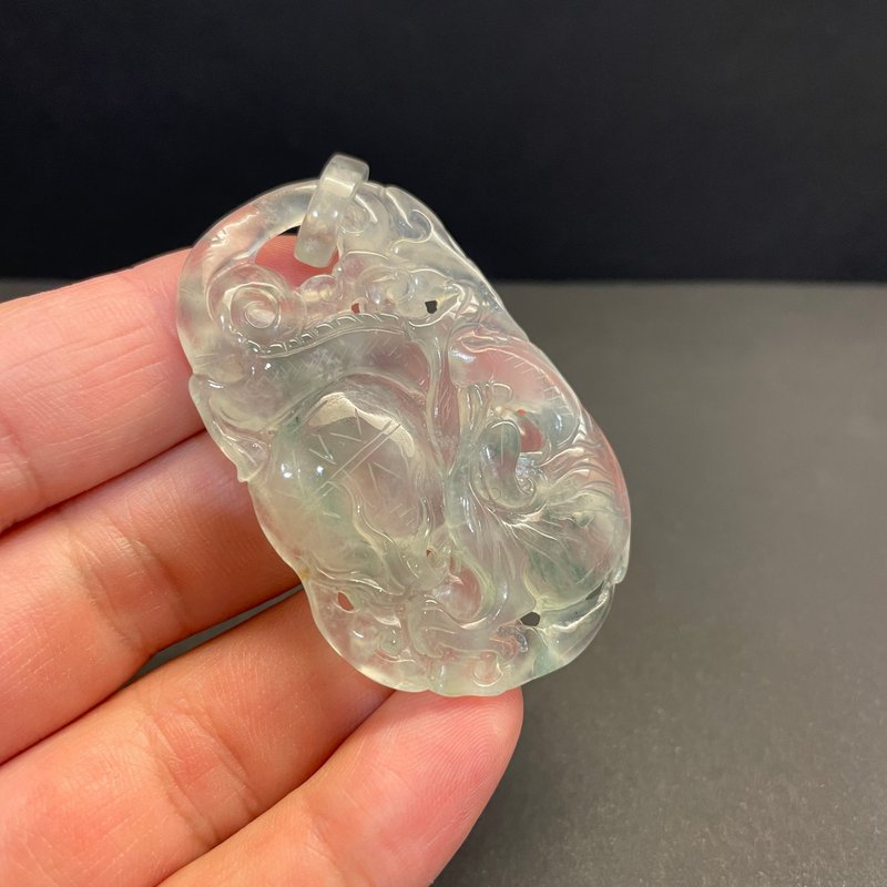 瀚玉珠宝 玻璃种放光翡翠 龙咬珠 起光细腻缅甸玉 附上赖泰安证书 - 其他 - 玉石 