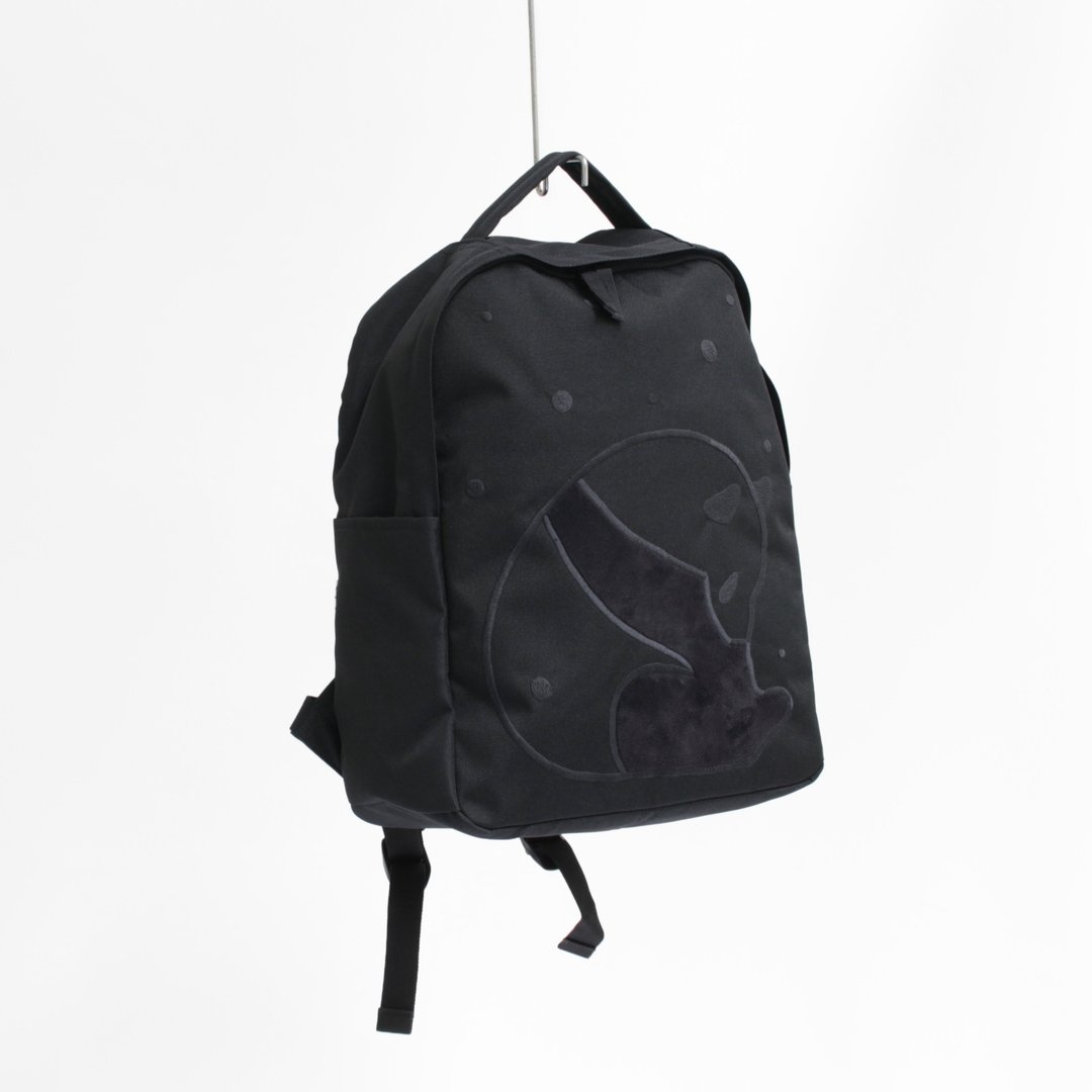 Downward panda embroidery, rucksack - 后背包/双肩包 - 尼龙 黑色
