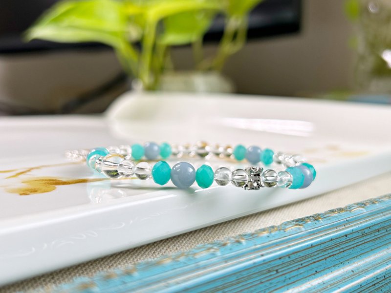 天河石 天使石 白水晶 925纯银 增强信心 摆脱负面能量 带来好运 - 手链/手环 - 水晶 多色