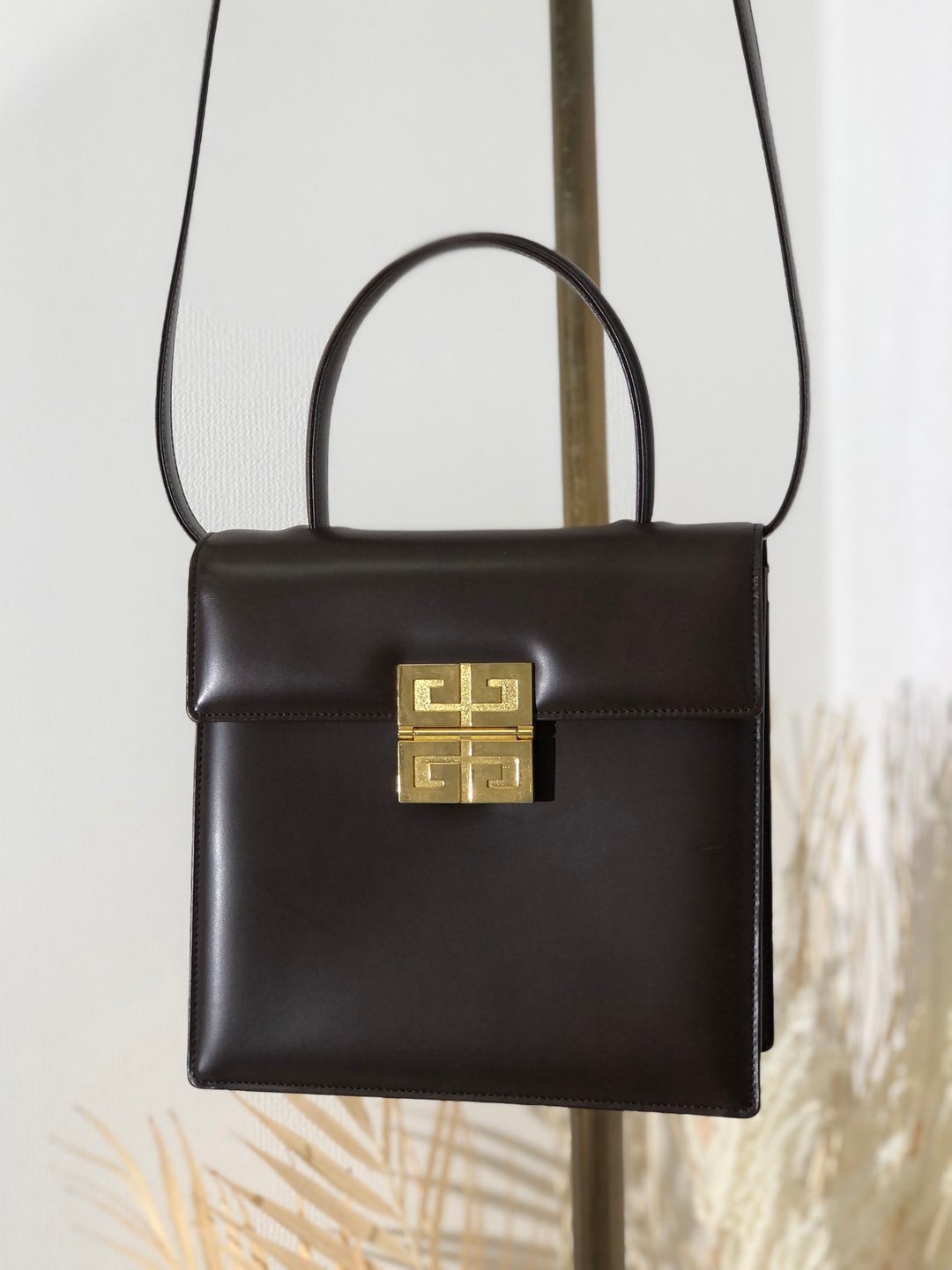 【日本直送，名牌二手包装】GIVENCHY Big Logo 皮革 2WAY 单肩包棕Vintage Old f6u5eu - 侧背包/斜挎包 - 真皮 咖啡色