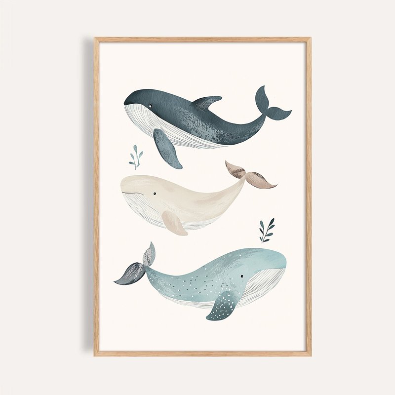 三只鲸鱼的海之歌 Whales Ocean Song / 童话系列插画挂画 - 海报/装饰画/版画 - 纸 