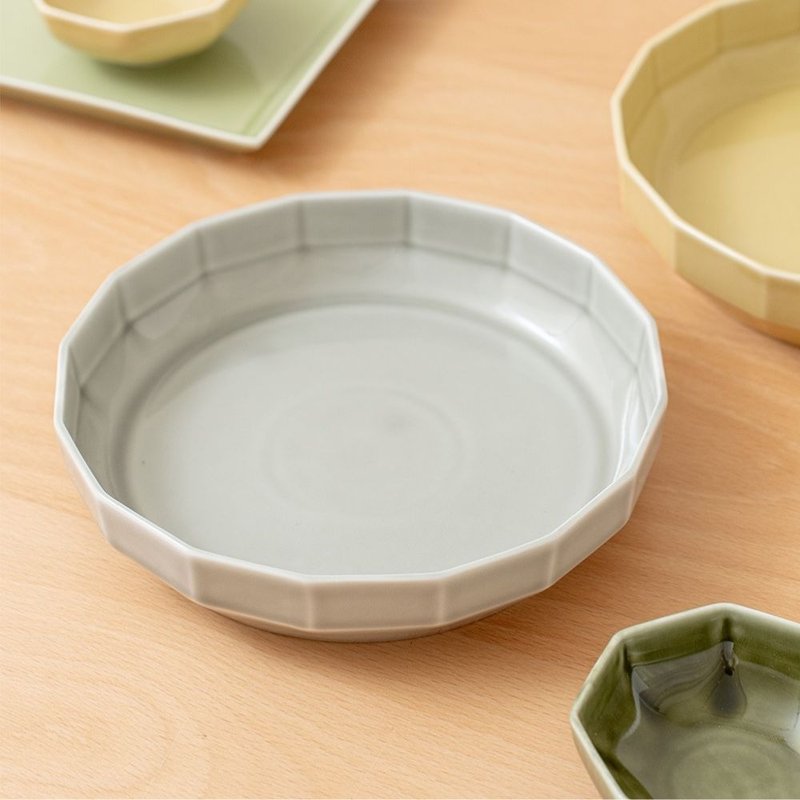 灰釉 16角深皿 (18cm) /金善窑 - 盘子/餐盘/盘架 - 瓷 银色