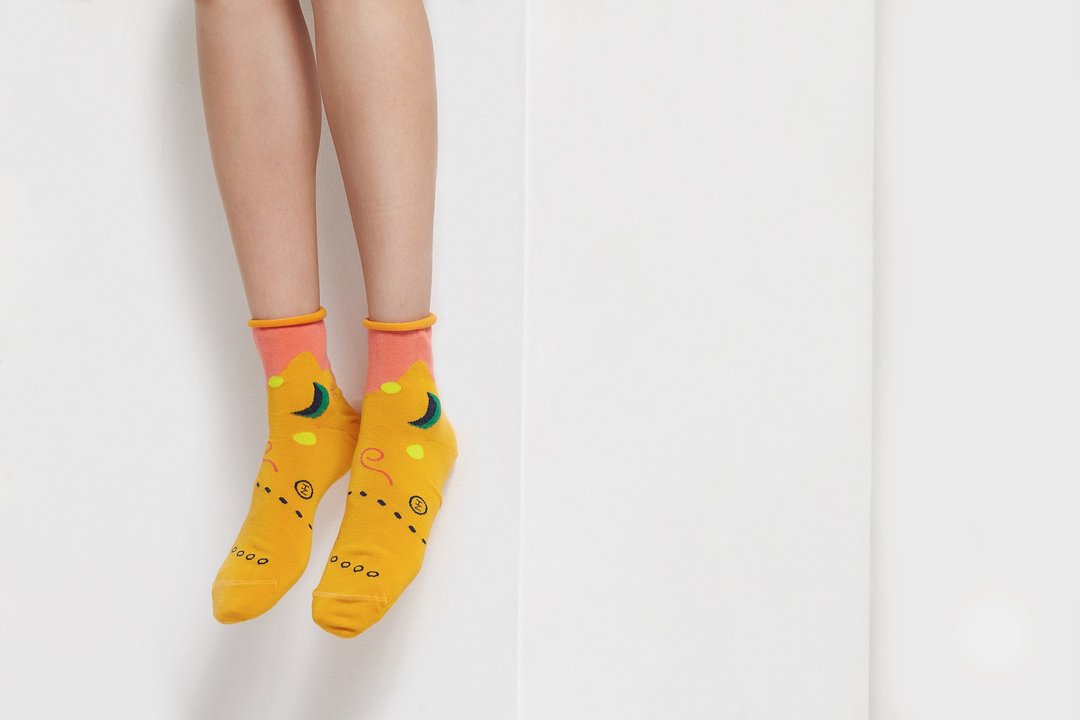 Nelissa Hilman x Goodpair Socks: PEEK-A-BOO系列 - 袜子 - 棉 橘色