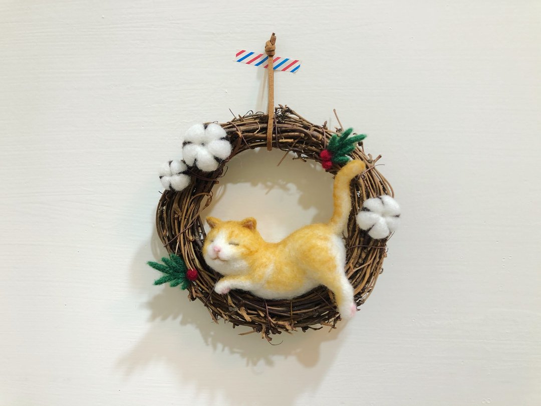 羊毛毡手作课程－猫咪耶诞花圈 - 编织/羊毛毡/布艺 - 羊毛 