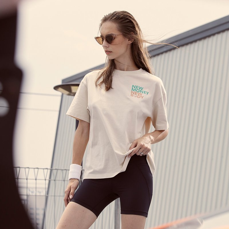 WB T-Shirt - New Money - 女装运动衣 - 棉．麻 卡其色