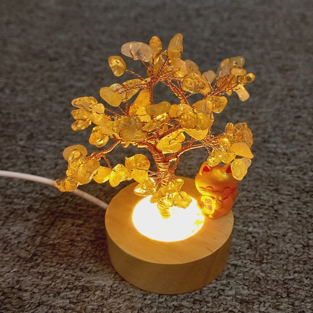 招财猫天然黄水晶树 - 招财富 - 摆饰 - 水晶 