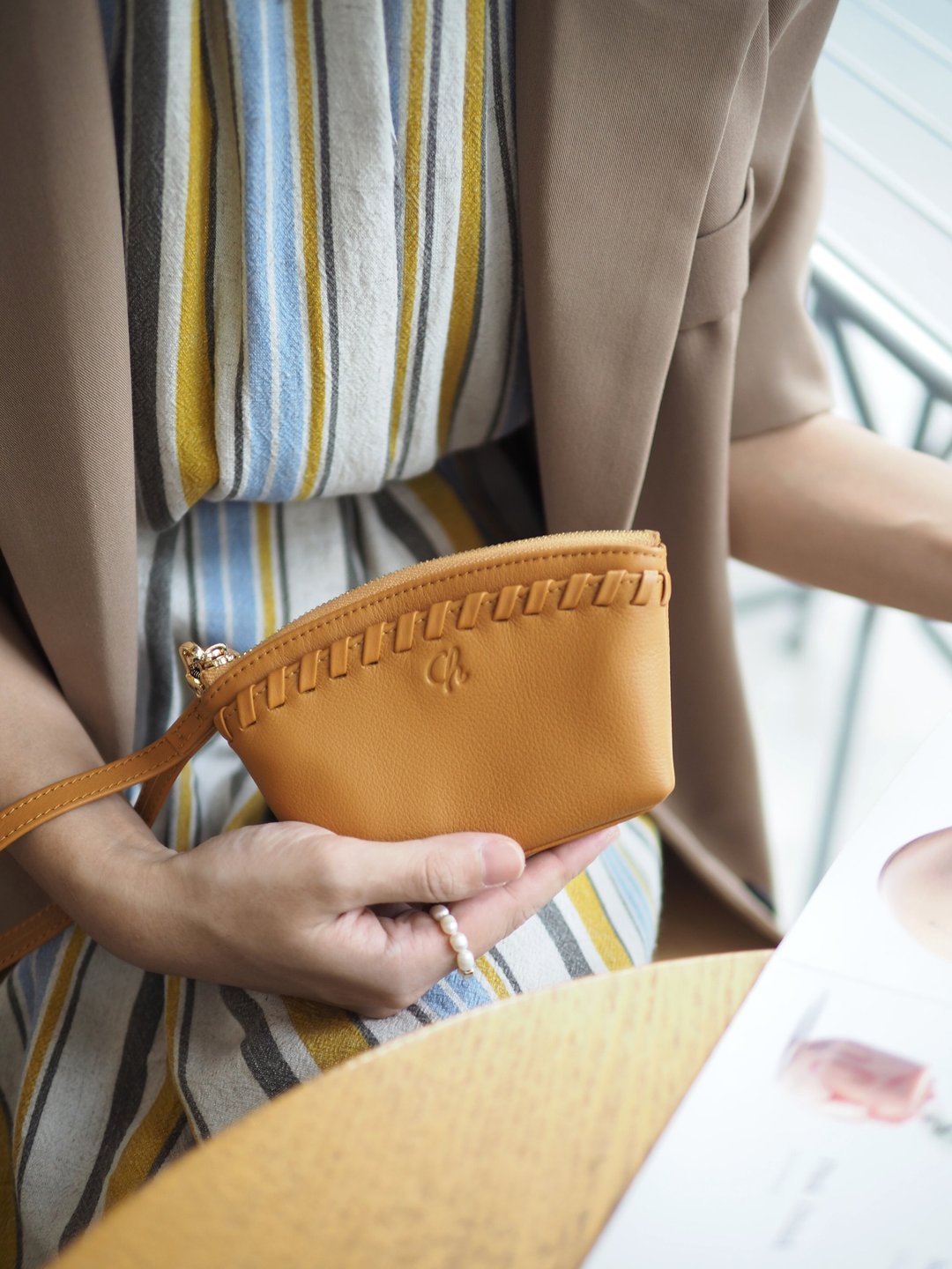 Pie (Honey) :  Multi-purpose bag, Leather wallet, pouch , Soft leather - 皮夹/钱包 - 真皮 黄色
