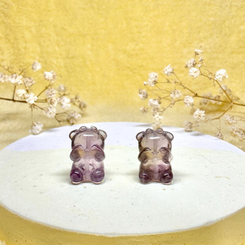 天然紫水晶遮脸害羞小熊项链 可爱造型雕刻矿石饰品 - 项链 - 水晶 紫色