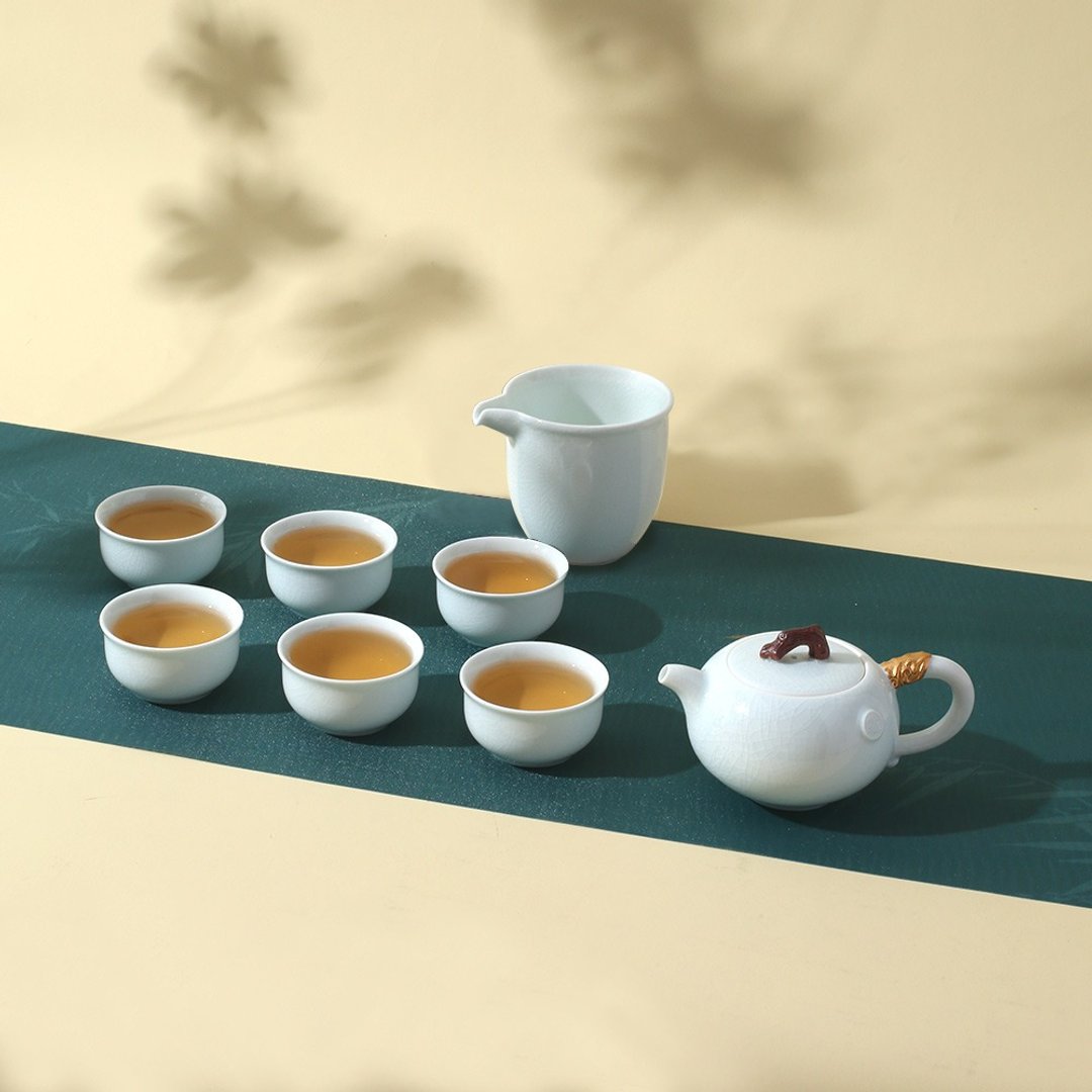 【礼物首选】陆宝 金声和鸣茶组 一壶一海六杯 - 茶具/茶杯 - 瓷 透明